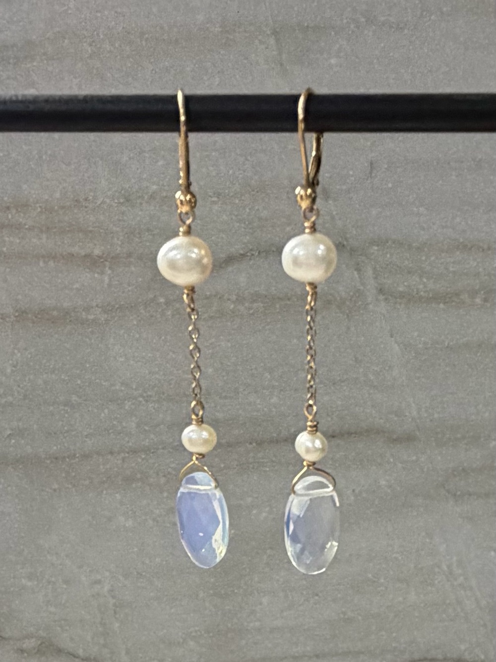 Drop Earrings - Pearl and Moonstone